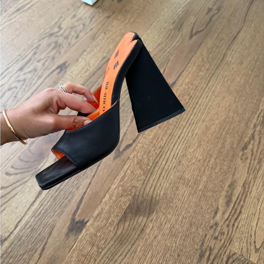 The Attico Black satin  Block Heel Mules😍 - Picture 2 of 11